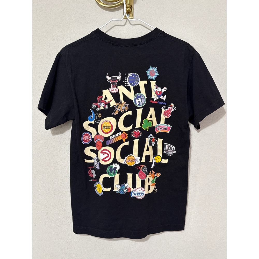 Mitchell & Ness Anti Social Social Club T-Shirt Mens Small Black NBA Hardwood
